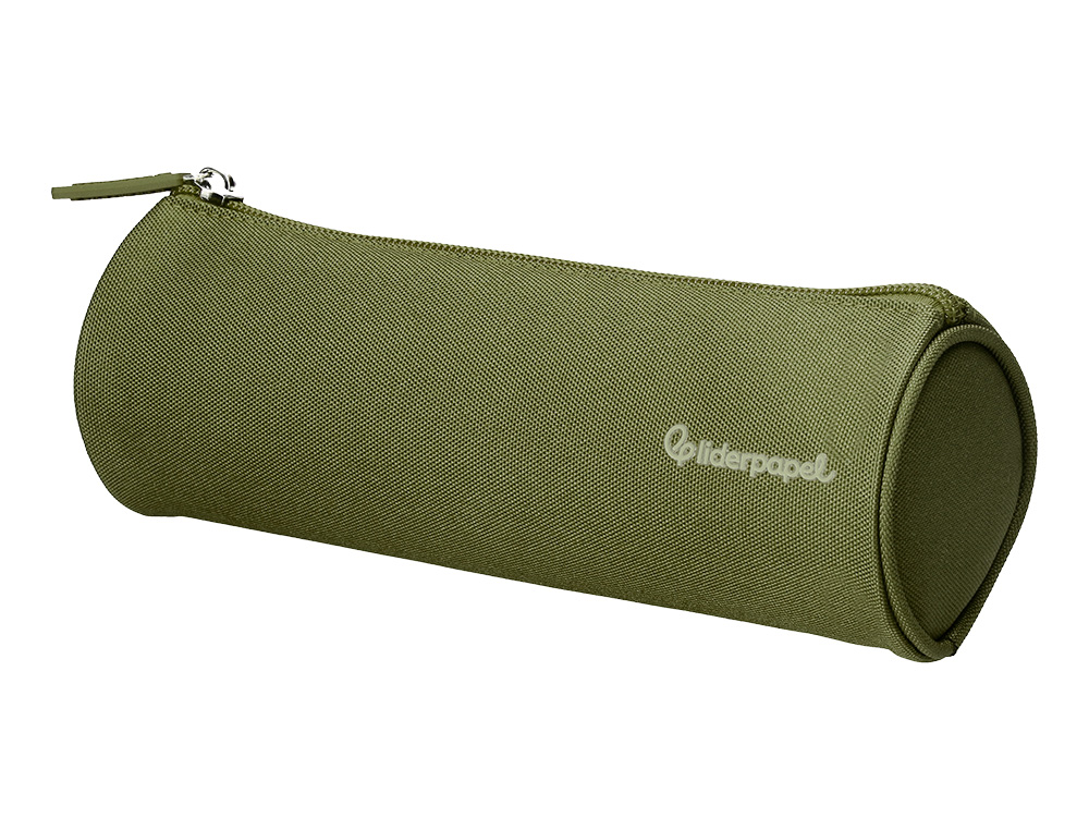 ESTUCHE PORTATODO LIDERPAPEL CLASSIC CILINDRICO ANCHO 210X70MM VERDE MILITAR