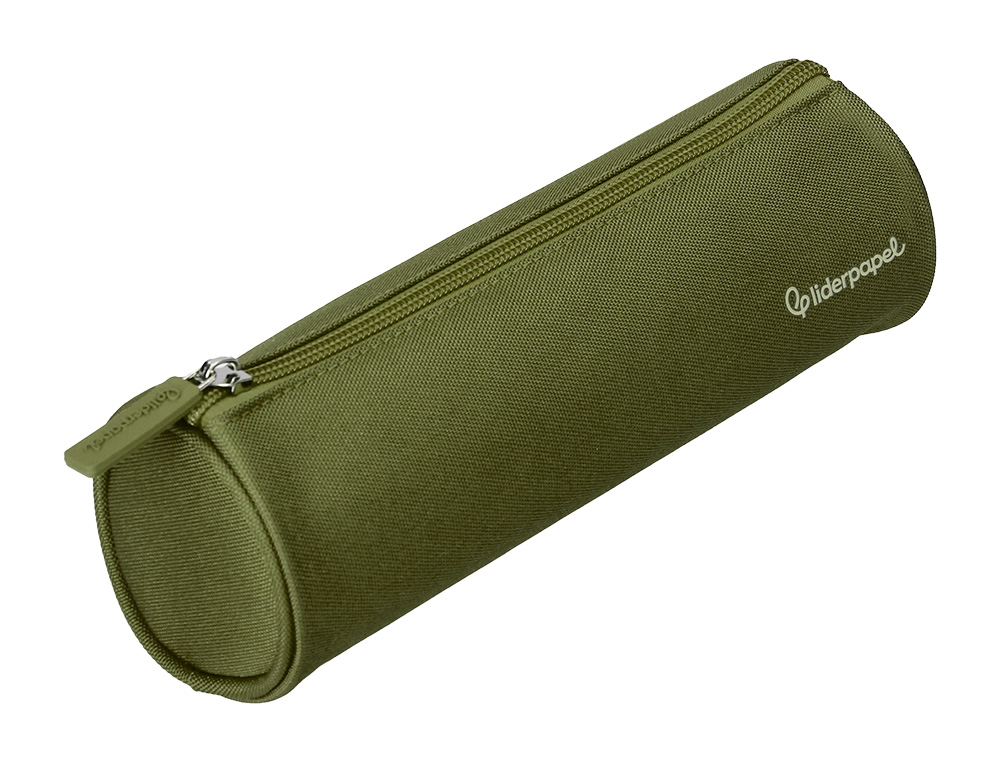 ESTUCHE PORTATODO LIDERPAPEL CLASSIC CILINDRICO ANCHO 210X70MM VERDE MILITAR