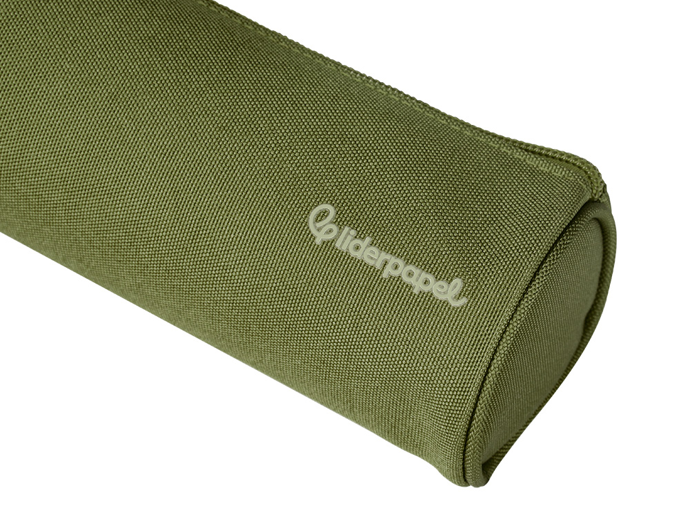 ESTUCHE PORTATODO LIDERPAPEL CLASSIC CILINDRICO ANCHO 210X70MM VERDE MILITAR