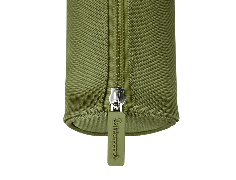 ESTUCHE PORTATODO LIDERPAPEL CLASSIC CILINDRICO ANCHO 210X70MM VERDE MILITAR