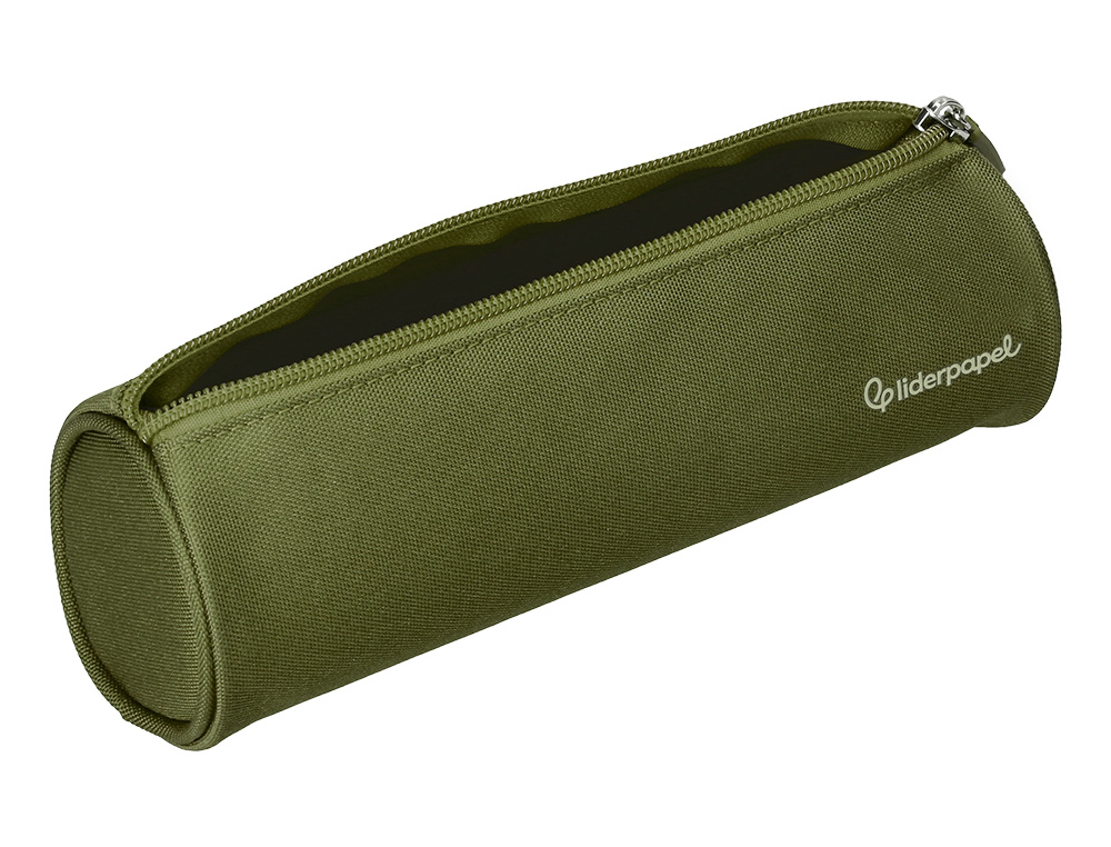 ESTUCHE PORTATODO LIDERPAPEL CLASSIC CILINDRICO ANCHO 210X70MM VERDE MILITAR