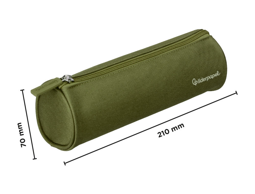 ESTUCHE PORTATODO LIDERPAPEL CLASSIC CILINDRICO ANCHO 210X70MM VERDE MILITAR