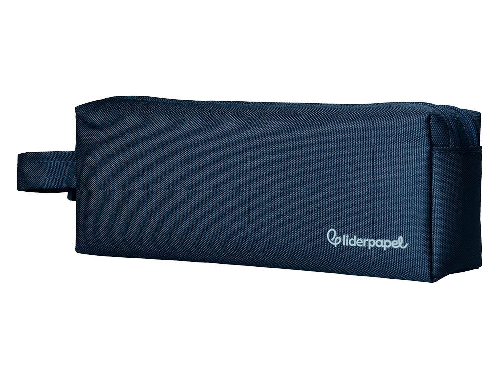 ESTUCHE PORTATODO LIDERPAPEL CLASSIC RECTANGULAR CON ASA 2 CREMALLERAS 210 X80MM AZUL MARINO