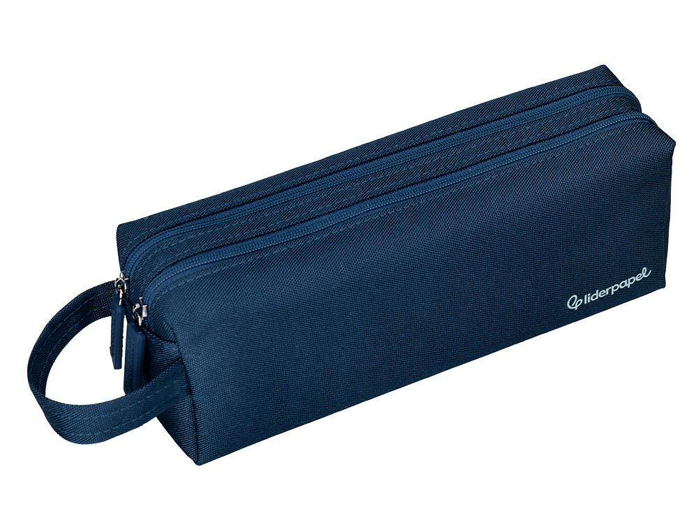 ESTUCHE PORTATODO LIDERPAPEL CLASSIC RECTANGULAR CON ASA 2 CREMALLERAS 210 X80MM AZUL MARINO