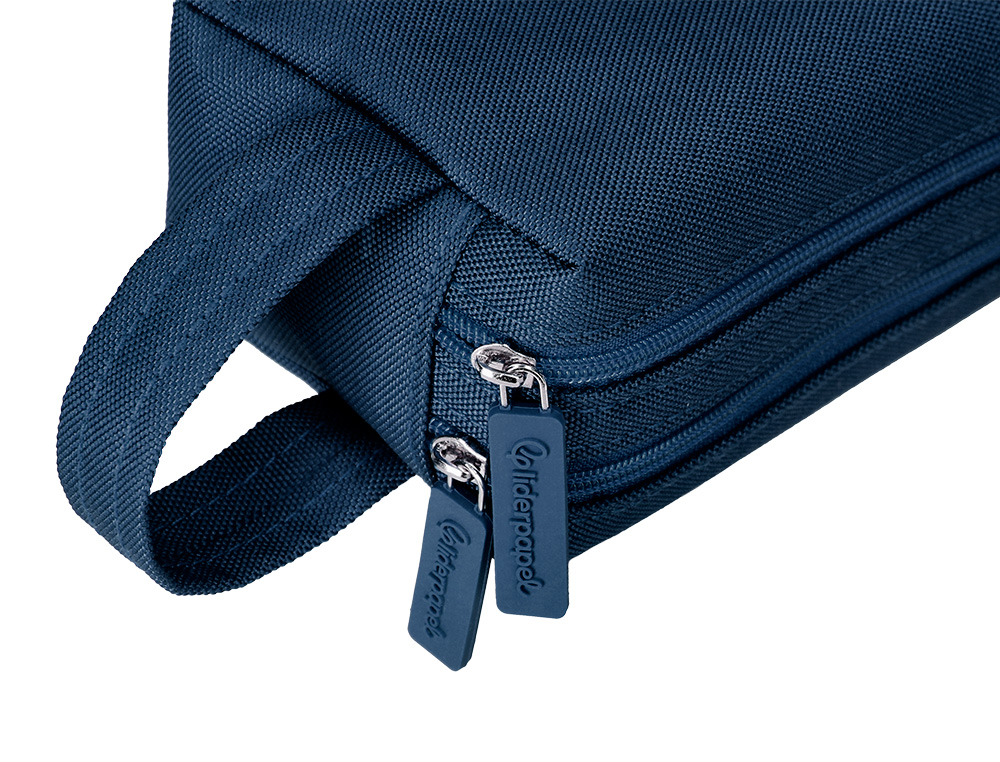 ESTUCHE PORTATODO LIDERPAPEL CLASSIC RECTANGULAR CON ASA 2 CREMALLERAS 210 X80MM AZUL MARINO
