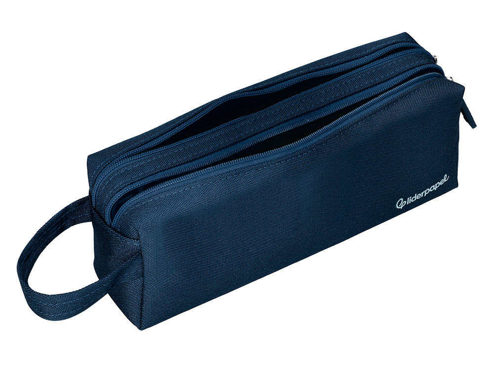ESTUCHE PORTATODO LIDERPAPEL CLASSIC RECTANGULAR CON ASA 2 CREMALLERAS 210 X80MM AZUL MARINO
