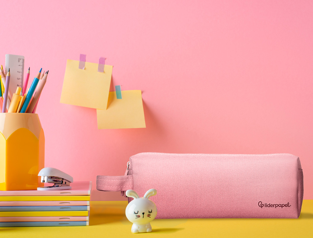 ESTUCHE PORTATODO LIDERPAPEL CLASSIC RECTANGULAR CON ASA 2 CREMALLERAS 210 X80MM ROSA