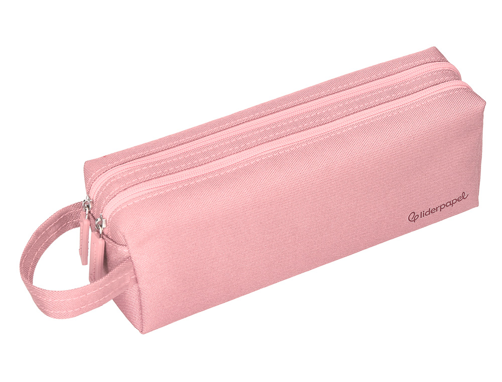 ESTUCHE PORTATODO LIDERPAPEL CLASSIC RECTANGULAR CON ASA 2 CREMALLERAS 210 X80MM ROSA