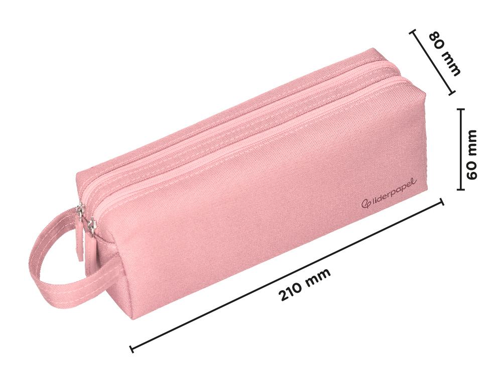 ESTUCHE PORTATODO LIDERPAPEL CLASSIC RECTANGULAR CON ASA 2 CREMALLERAS 210 X80MM ROSA