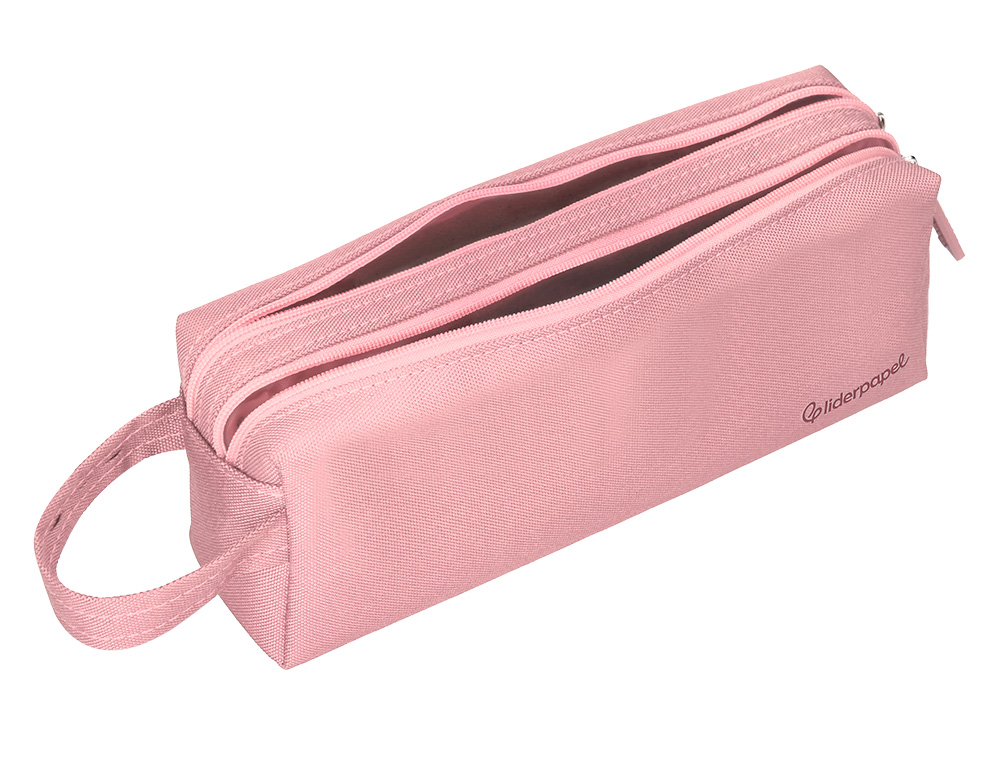ESTUCHE PORTATODO LIDERPAPEL CLASSIC RECTANGULAR CON ASA 2 CREMALLERAS 210 X80MM ROSA