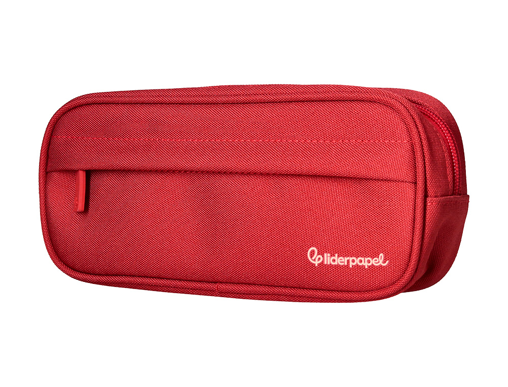 ESTUCHE PORTATODO LIDERPAPEL CLASSIC OVALADO 2 CREMALLERAS CON BOLSILLO DELANTERO 210X90MM ROJO