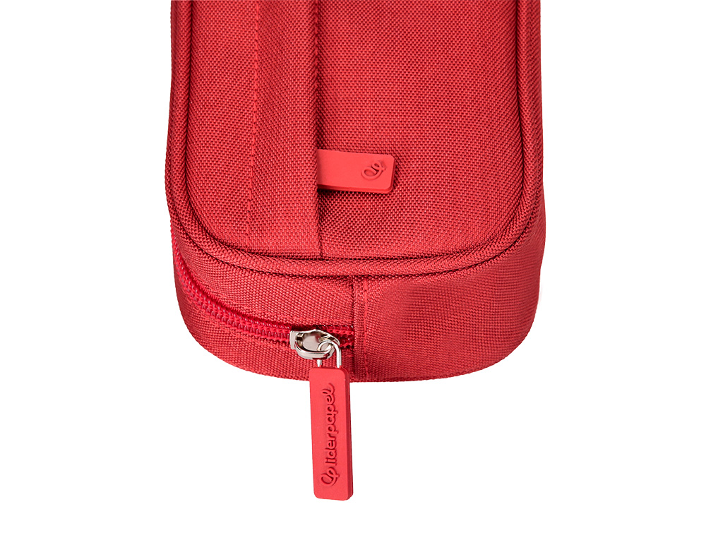 ESTUCHE PORTATODO LIDERPAPEL CLASSIC OVALADO 2 CREMALLERAS CON BOLSILLO DELANTERO 210X90MM ROJO