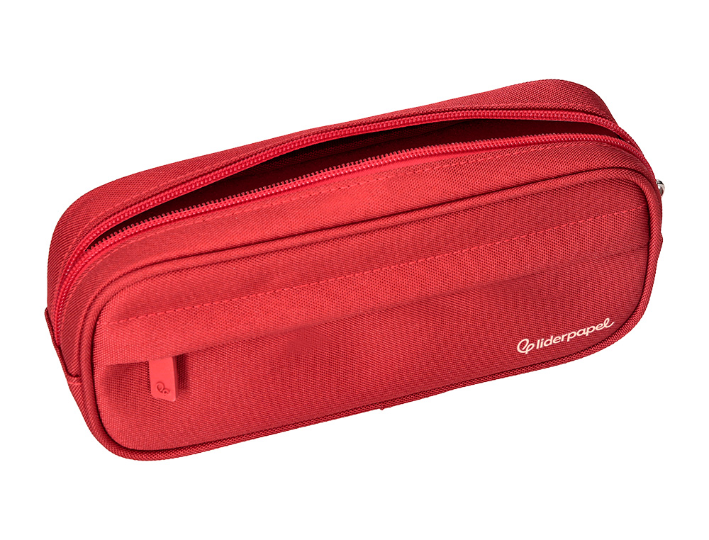 ESTUCHE PORTATODO LIDERPAPEL CLASSIC OVALADO 2 CREMALLERAS CON BOLSILLO DELANTERO 210X90MM ROJO