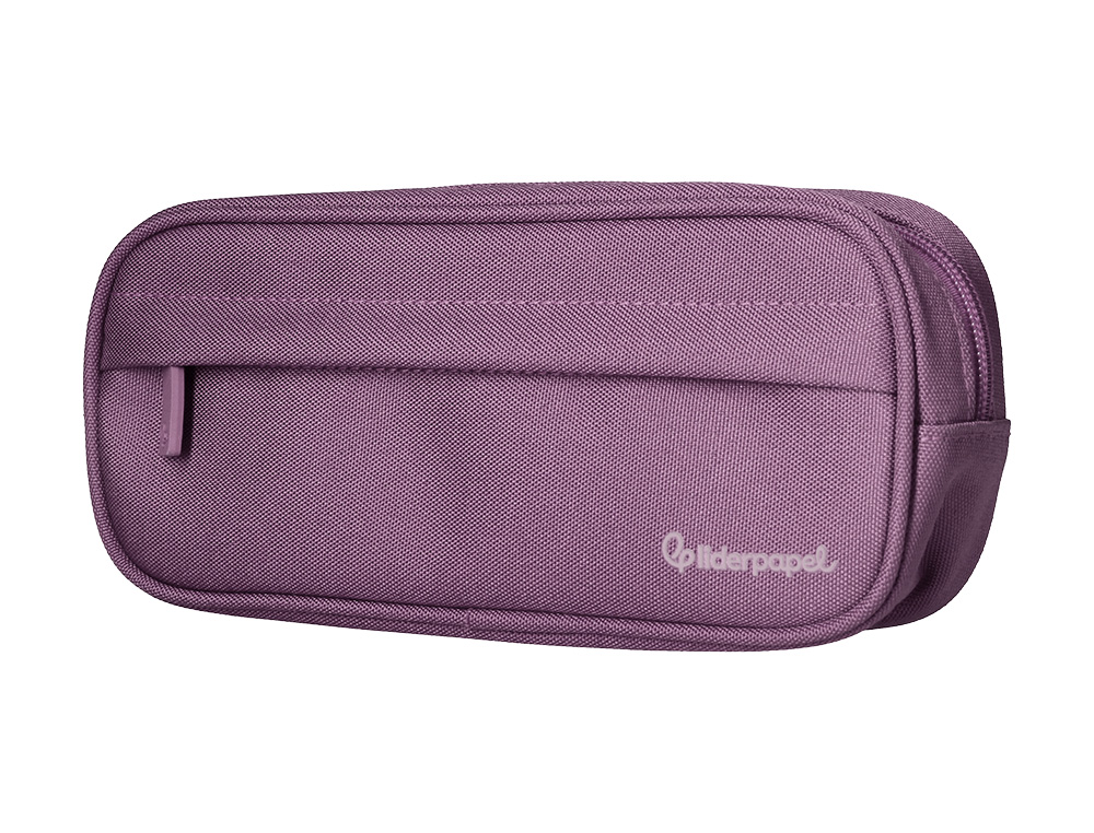 ESTUCHE PORTATODO LIDERPAPEL CLASSIC OVALADO 2 CREMALLERAS CON BOLSILLO DELANTERO 210X90MM MORADO EMPOLVADO