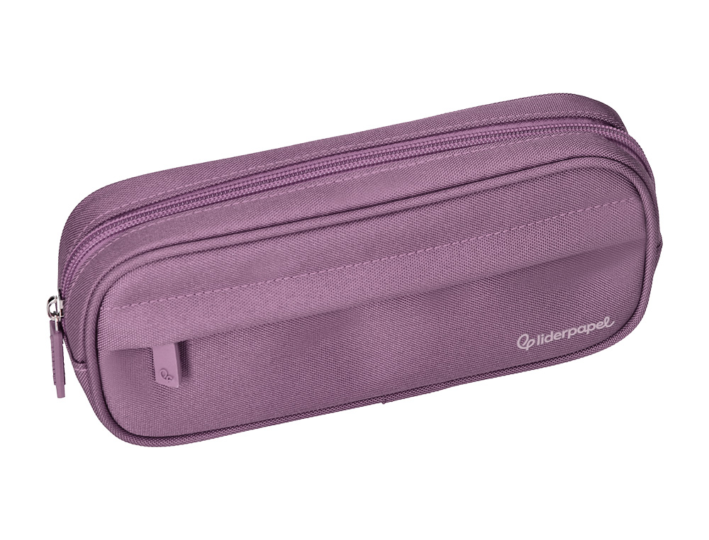 ESTUCHE PORTATODO LIDERPAPEL CLASSIC OVALADO 2 CREMALLERAS CON BOLSILLO DELANTERO 210X90MM MORADO EMPOLVADO