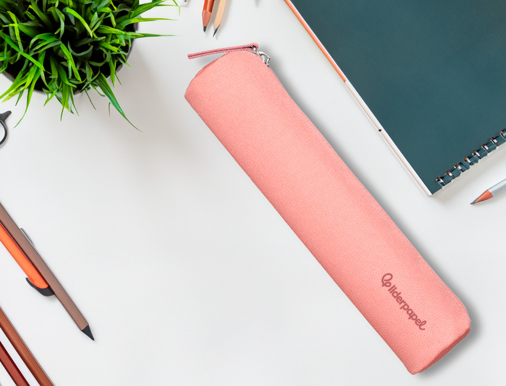 ESTUCHE PORTATODO LIDERPAPEL SLIM CILINDRICO 220X45MM ROSA