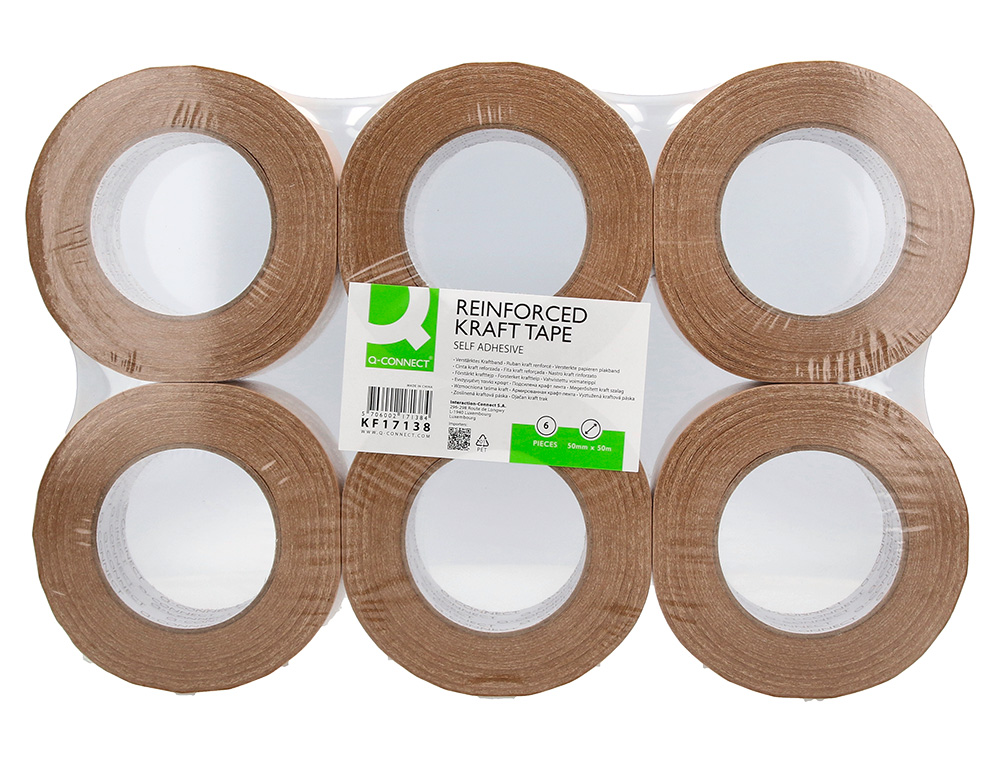 CINTA ADHESIVA Q-CONNECT KRAFT REFORZADO 50 MT X 50 MM PARA EMBALAJE