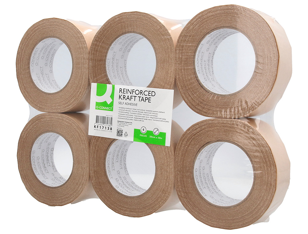 CINTA ADHESIVA Q-CONNECT KRAFT REFORZADO 50 MT X 50 MM PARA EMBALAJE