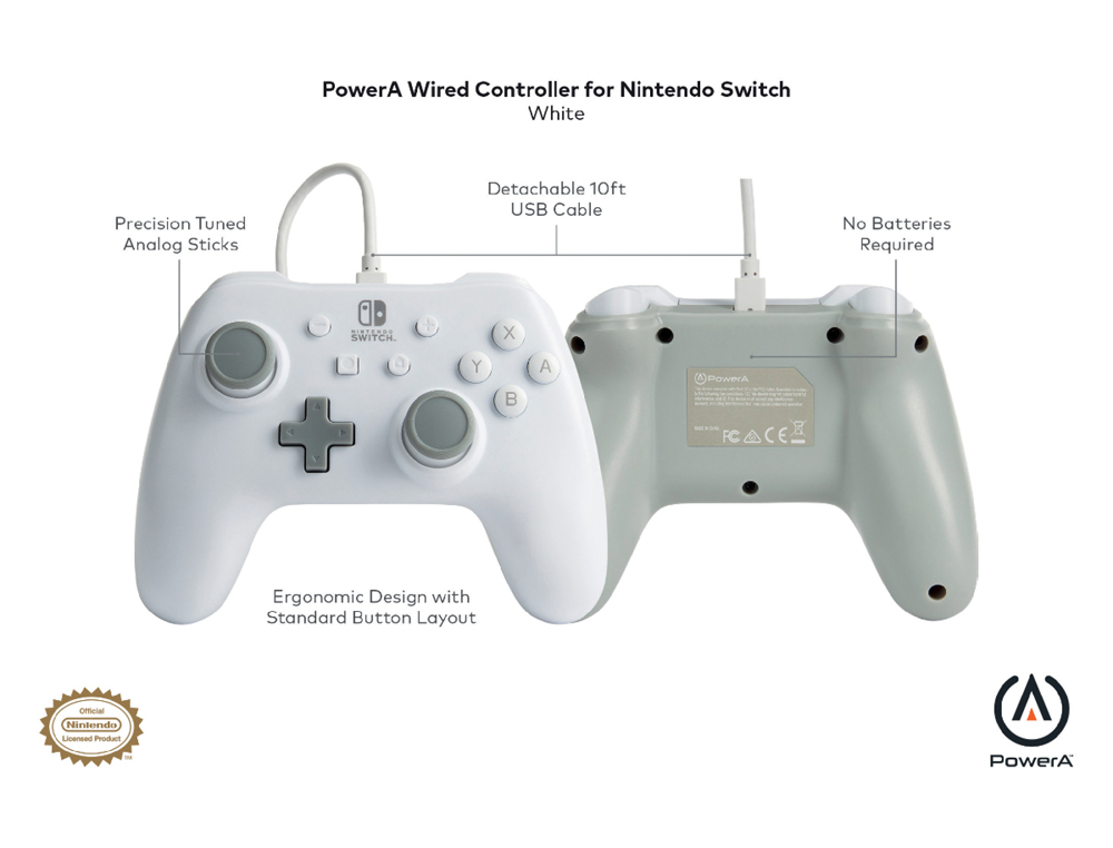 MANDO POWER A CON CABLE PARA NINTENDO SWITCH BLANCO
