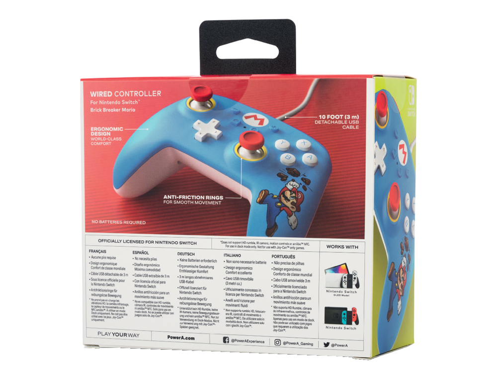 MANDO POWER A CON CABLE PARA PARA NINTENDO SWITCH MARIO BRICK BREAKER