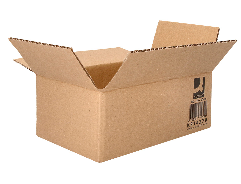 CAJA PARA EMBALAR Q-CONNECT AMERICANA CARTON RECICLADO CANAL SIMPLE 5 MM COLOR KRAFT 250X150X100 MM