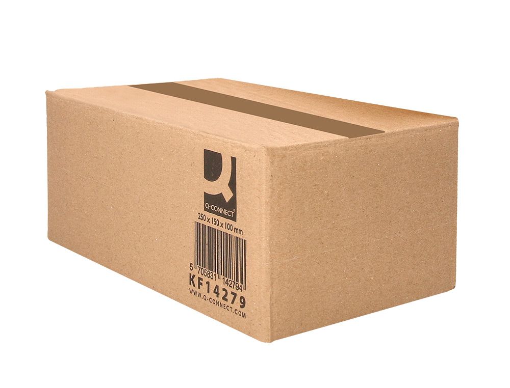 CAJA PARA EMBALAR Q-CONNECT AMERICANA CARTON RECICLADO CANAL SIMPLE 5 MM COLOR KRAFT 250X150X100 MM