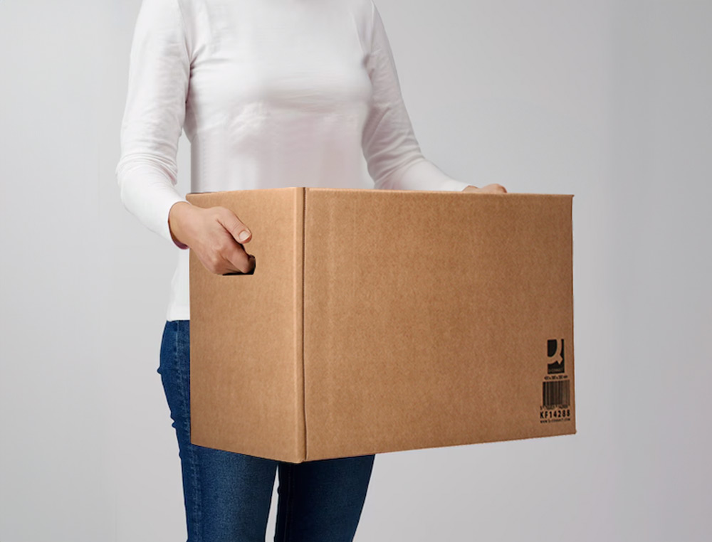 CAJA PARA EMBALAR Q-CONNECT AMERICANA ULTRA RESISTENTE CON ASAS CARTON CANAL DOBLE 7 MM COLOR KRAFT 700X440X330 MM