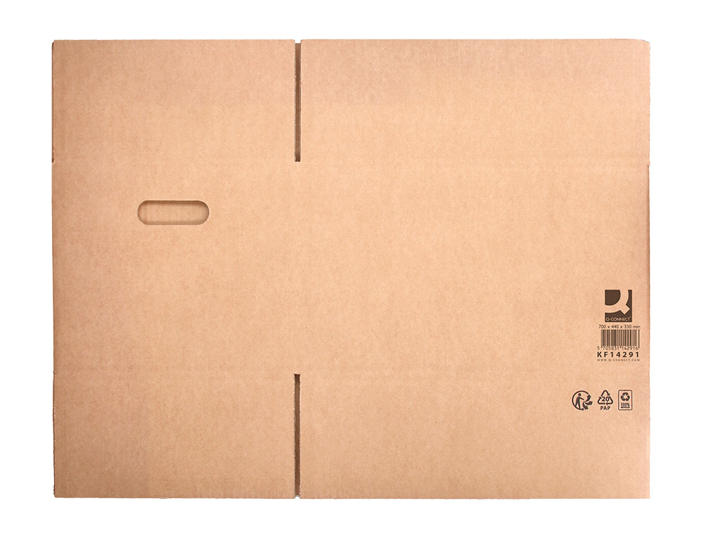 CAJA PARA EMBALAR Q-CONNECT AMERICANA ULTRA RESISTENTE CON ASAS CARTON CANAL DOBLE 7 MM COLOR KRAFT 700X440X330 MM