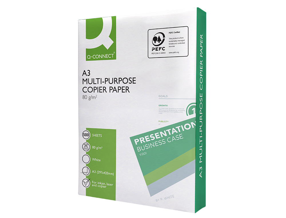 PAPEL FOTOCOPIADORA Q-CONNECT ECONOMY DIN A3 80 GRAMOS PAQUETE DE 500 HOJAS
