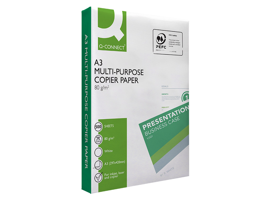 PAPEL FOTOCOPIADORA Q-CONNECT ECONOMY DIN A3 80 GRAMOS PAQUETE DE 500 HOJAS