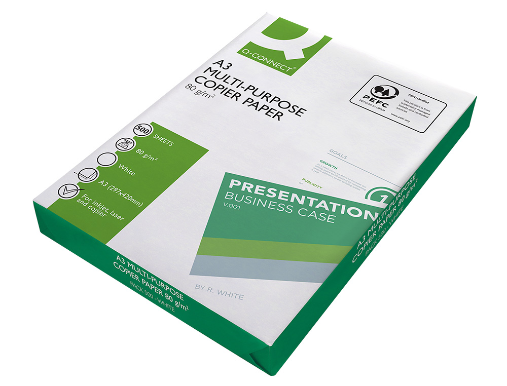 PAPEL FOTOCOPIADORA Q-CONNECT ECONOMY DIN A3 80 GRAMOS PAQUETE DE 500 HOJAS