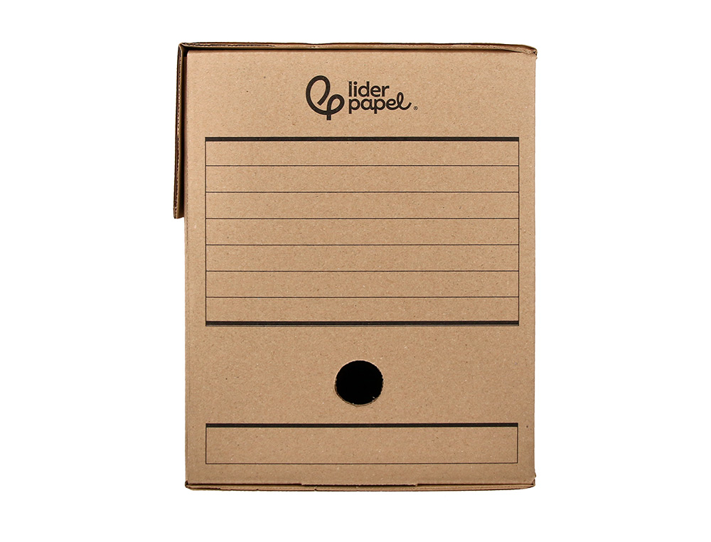 CAJA ARCHIVO DEFINITIVO LIDERPAPEL FOLIO DOBLE ANCHO CARTON RECICLADO 400G/M2 LOMO 200 MM KRAFT 367X200X251 MM