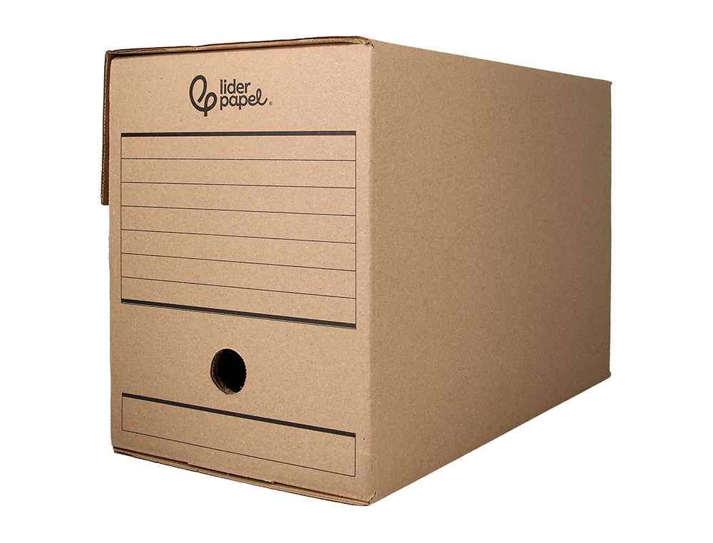 CAJA ARCHIVO DEFINITIVO LIDERPAPEL FOLIO DOBLE ANCHO CARTON RECICLADO 400G/M2 LOMO 200 MM KRAFT 367X200X251 MM