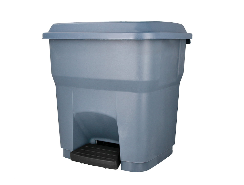 PAPELERA CONTENEDOR Q-CONNECT PLASTICO CON TAPA Y PEDAL 30 LITROS GRIS 395X395X420 MM