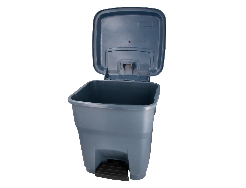 PAPELERA CONTENEDOR Q-CONNECT PLASTICO CON TAPA Y PEDAL 30 LITROS GRIS 395X395X420 MM