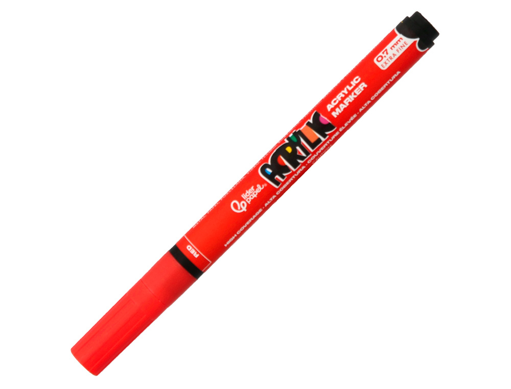 ROTULADOR LIDERPAPEL ACRYLIC BASE AGUA TODO TIPO DE SUPERFICIE PUNTA FINA 0,7 MM CAJA DE 8 UNIDADES COLORES SURTIDOS