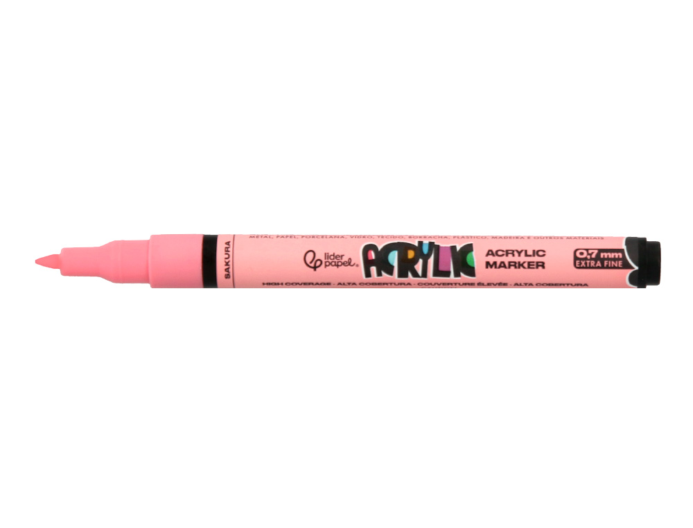 ROTULADOR LIDERPAPEL ACRYLIC BASE AGUA TODO TIPO DE SUPERFICIE PUNTA FINA 0,7 MM CAJA DE 8 UNIDADES COLORES PASTELES