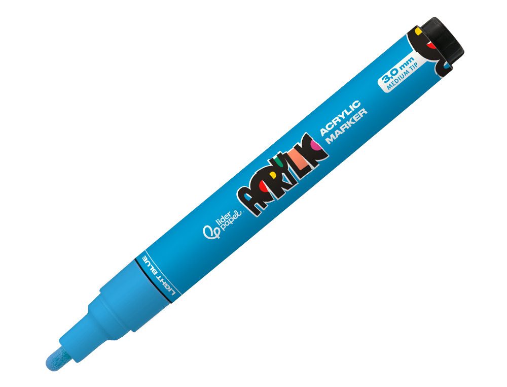 ROTULADOR LIDERPAPEL ACRYLIC BASE AGUA TODO TIPO DE SUPERFICIE PUNTA REDONDA 3 MM AZUL CLARO