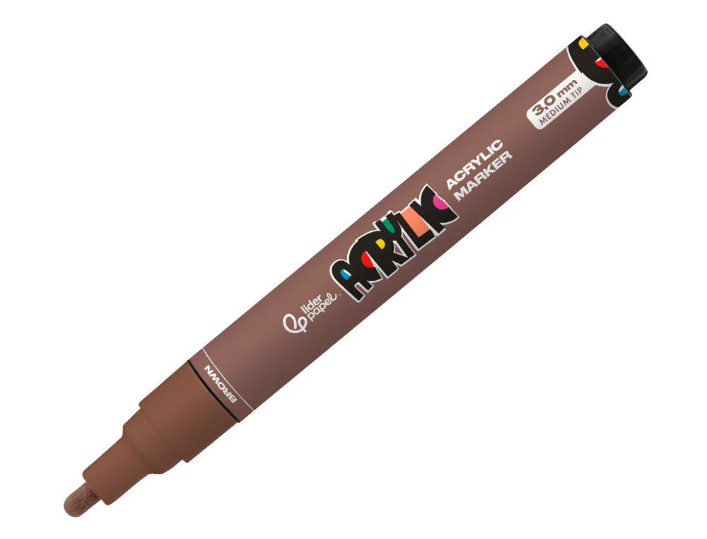 ROTULADOR LIDERPAPEL ACRYLIC BASE AGUA TODO TIPO DE SUPERFICIE PUNTA REDONDA 3 MM MARRON