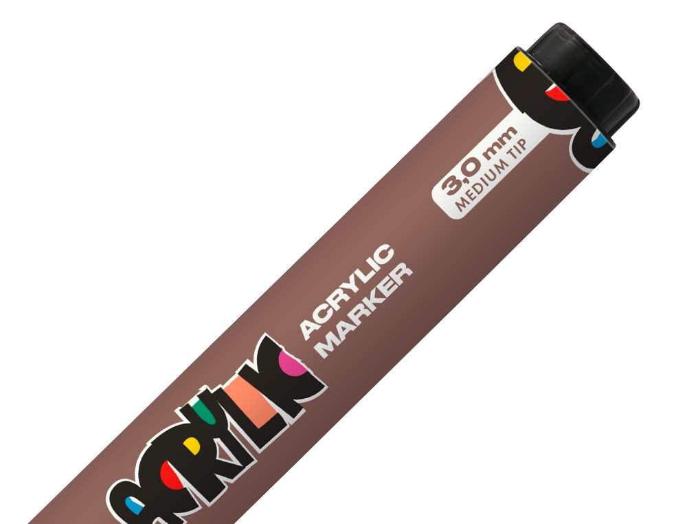 ROTULADOR LIDERPAPEL ACRYLIC BASE AGUA TODO TIPO DE SUPERFICIE PUNTA REDONDA 3 MM MARRON
