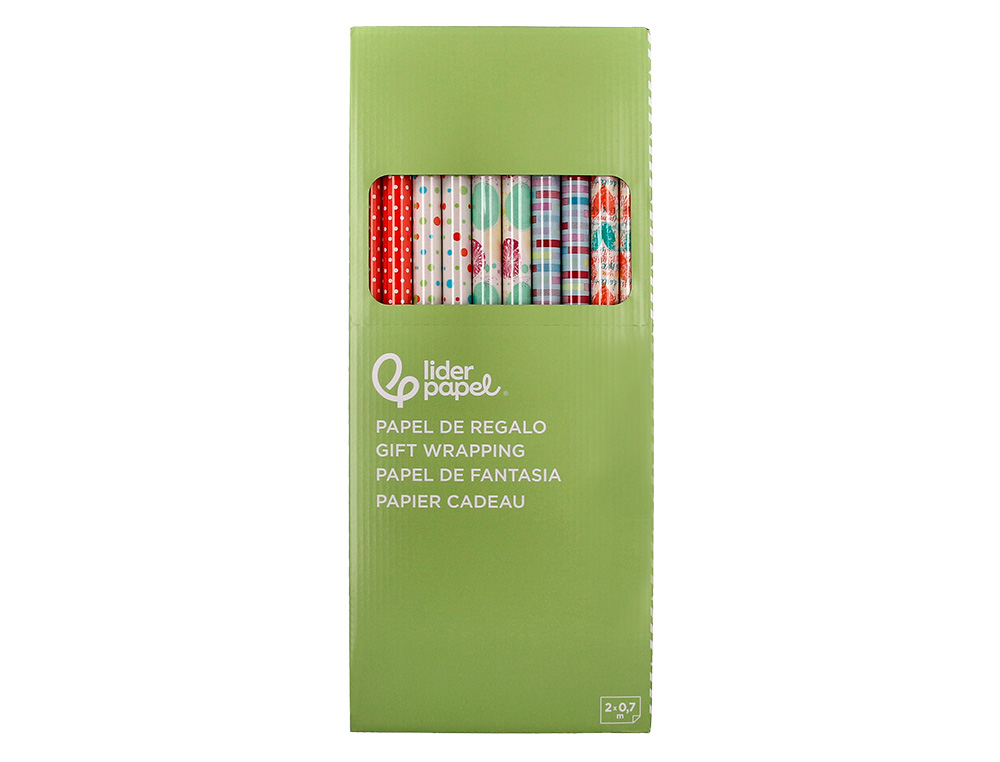 PAPEL DE REGALO LIDERPAPEL TODO AÑO ROLLO ANCHO 70 CM LONGITUD 2 MT GRAMAJE 60 GR DISEÑOS SURTIDOS C-2024