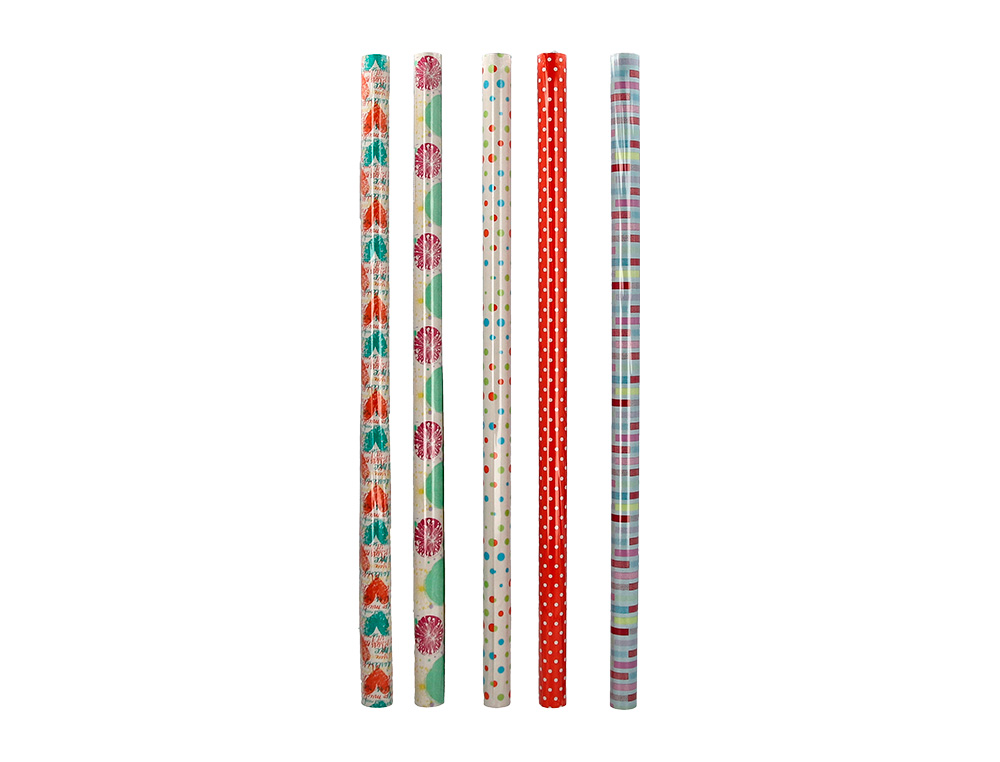 PAPEL DE REGALO LIDERPAPEL TODO AÑO ROLLO ANCHO 70 CM LONGITUD 2 MT GRAMAJE 60 GR DISEÑOS SURTIDOS C-2024