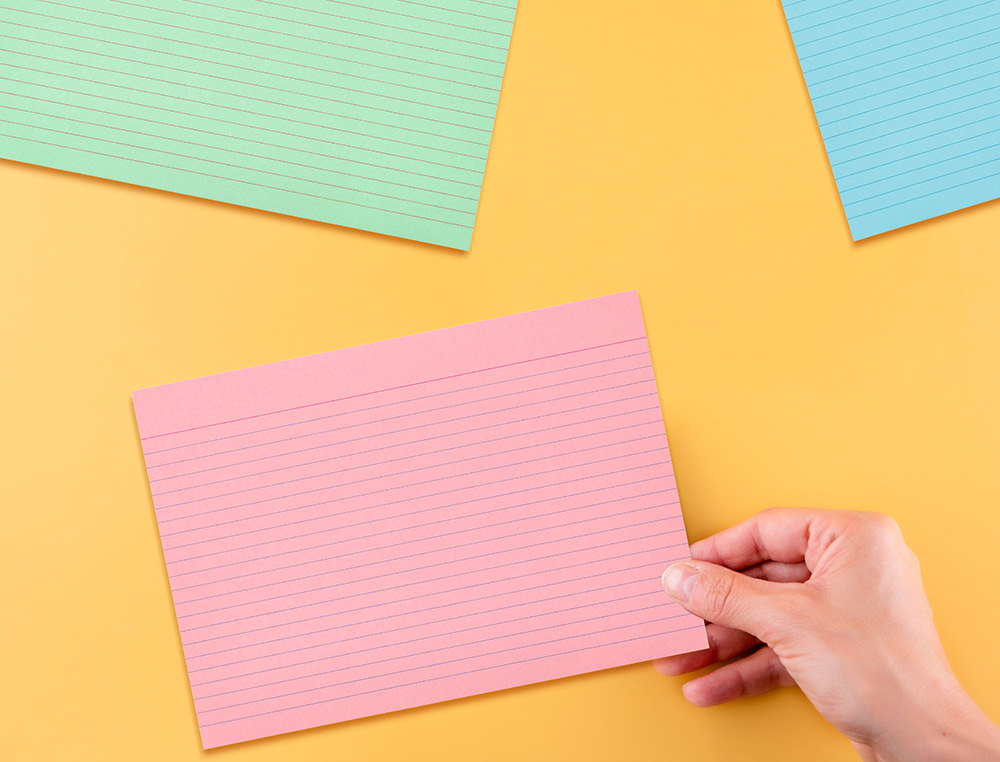 TARJETA LIDERPAPEL PARA ESTUDIAR RAYADA CARTULINA DE COLORES 170 GR/M2 125X200MM PAQUETE DE 200 UNIDADES