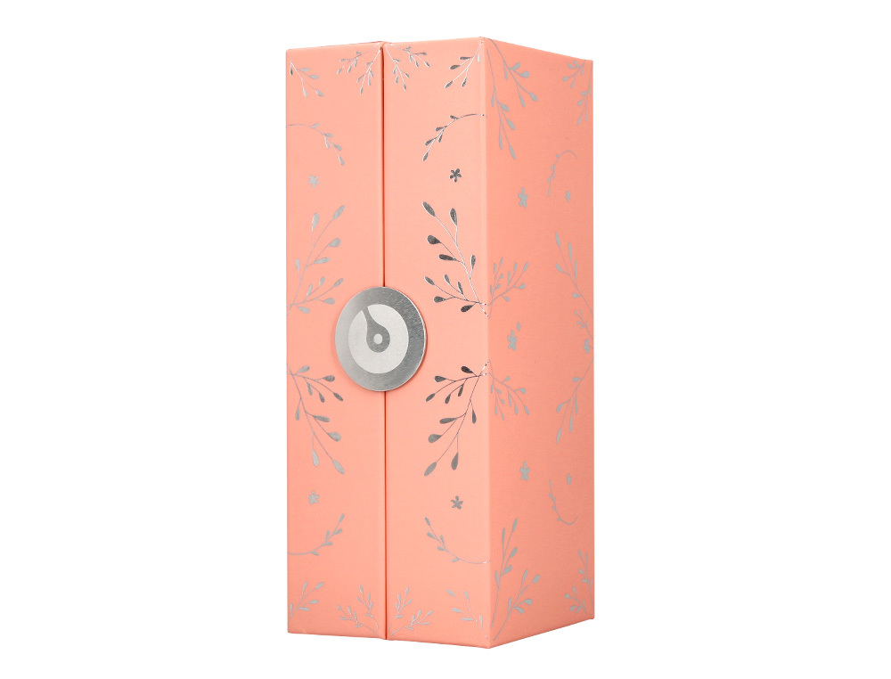 ROLLER BELIUS BELLA ALUMINIO COLOR ROSA DISEO PLATEADO RELIEVE TINTA COLOR NEGRO CAJA DE DISEO