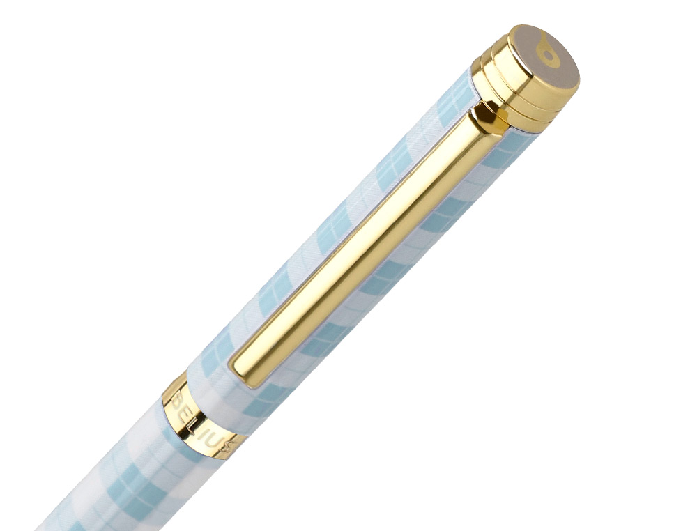 ROLLER BELIUS PERFECT PICNIC DAY ALUMINIO AZUL CELESTE DORADO TINTA COLOR NEGRO CAJA DE DISEO