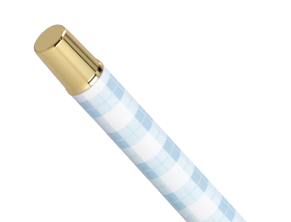 ROLLER BELIUS PERFECT PICNIC DAY ALUMINIO AZUL CELESTE DORADO TINTA COLOR NEGRO CAJA DE DISEÑO