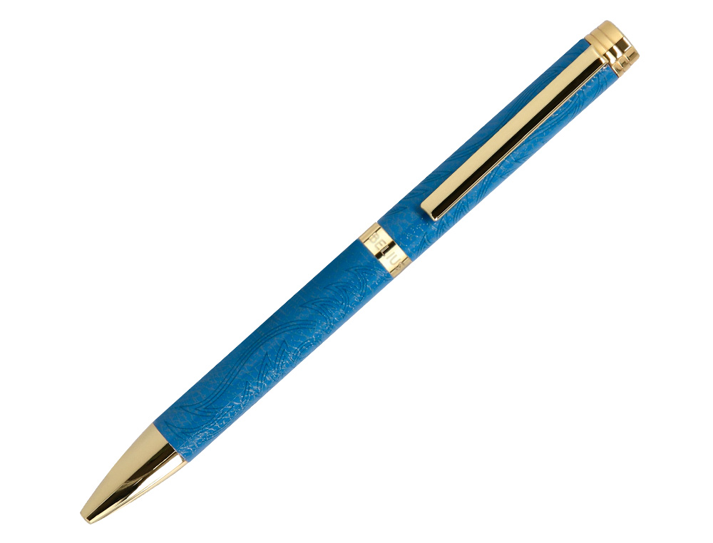 BOLIGRAFO BELIUS WILD WEST ALUMINIO COLOR AZUL MARINO DORADO TINTA COLOR AZUL CAJA DE DISEÑO