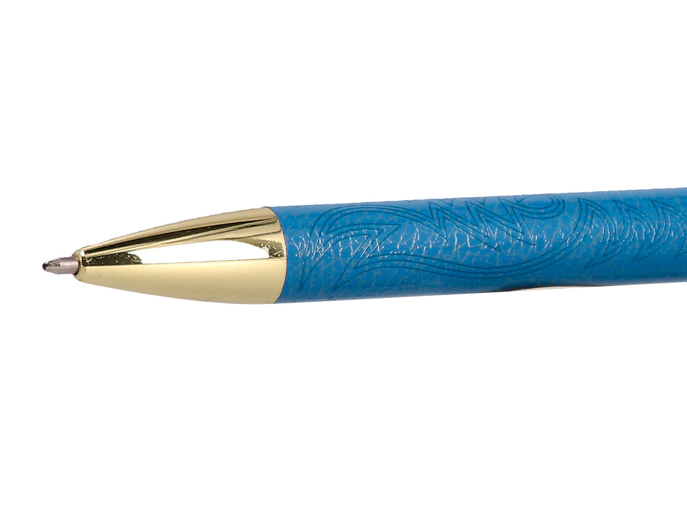 BOLIGRAFO BELIUS WILD WEST ALUMINIO COLOR AZUL MARINO DORADO TINTA COLOR AZUL CAJA DE DISEÑO