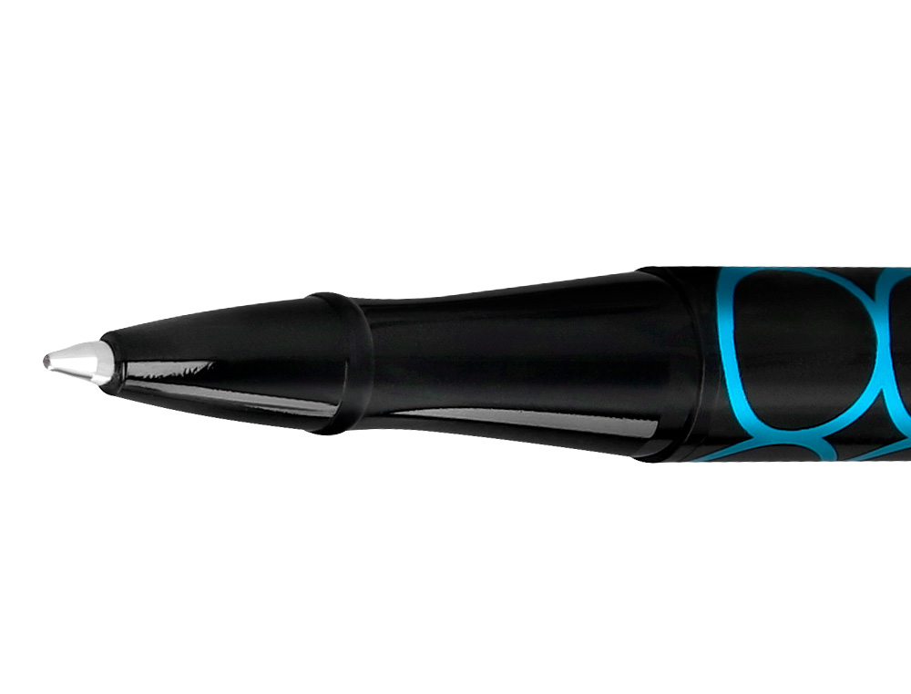 BOLIGRAFO BELIUS LEGACY ALUMINIO DISEÑO CIRCULOS AZUL CUERPO NEGRO TINTA COLOR AZUL CAJA DE DISEÑO