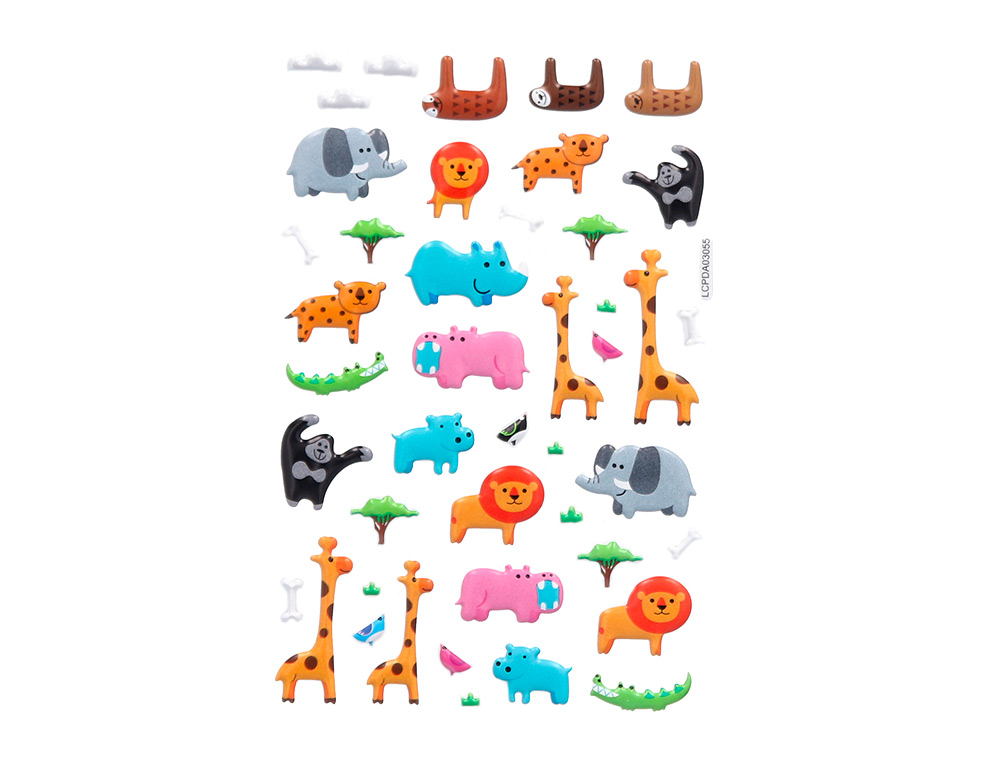 PEGATINAS IMAGINOVO CUTE ANIMALES SAFARI CON RELIEVE 190X105 MM EN BLISTER